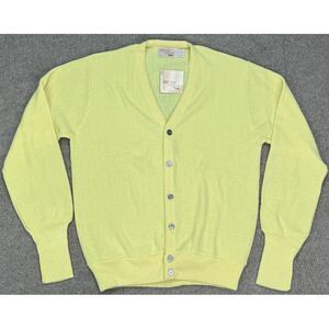 The‎ Fox Collection Vtg Made In USA Men Yellow Button Up Cardigan Sweater Size M
